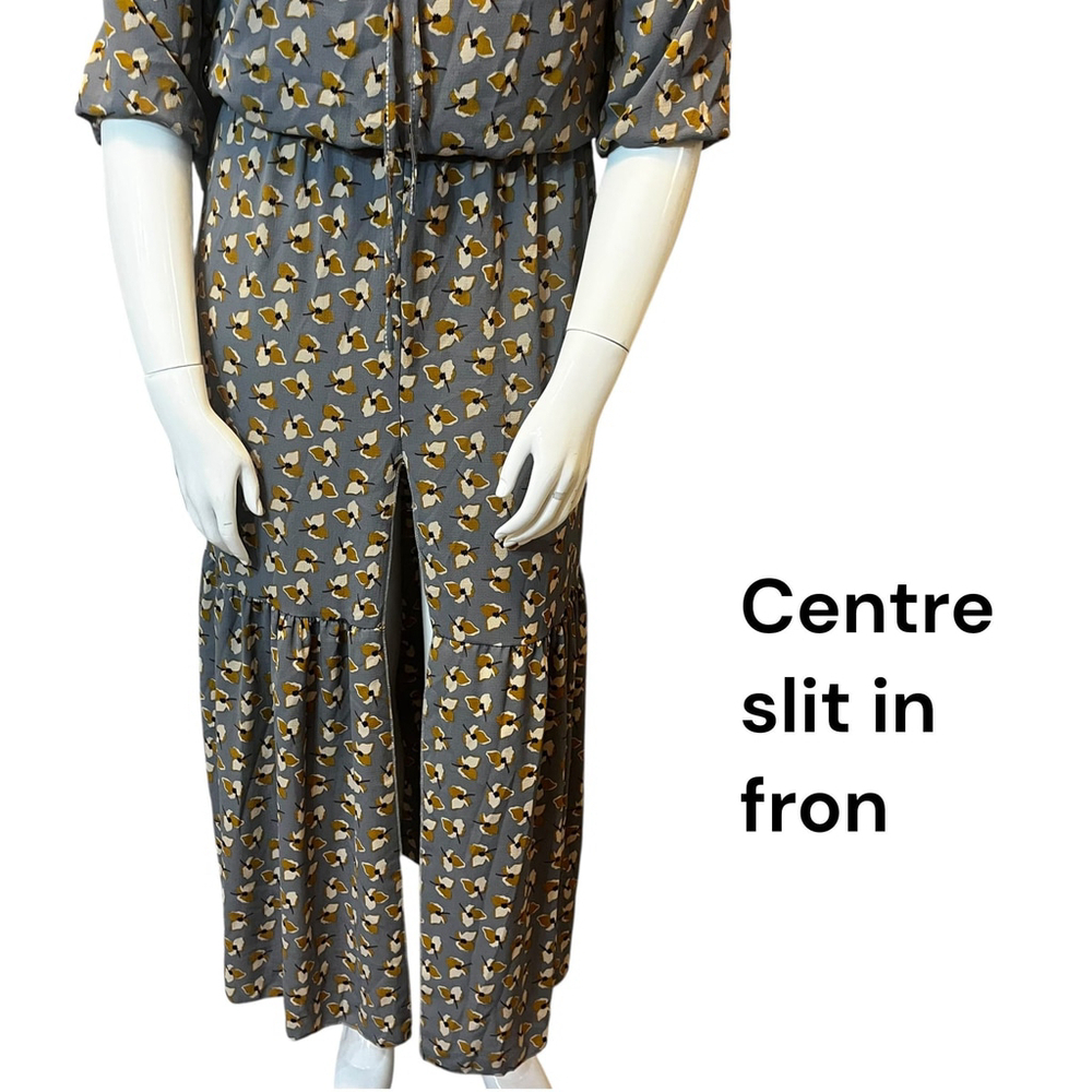 Kimika Made in Italy Floral Maxi Dress , Gray/Yellow Print, Size IT M (US 8) - Picture 7 of 16